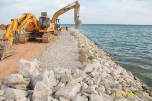 Réalisation des ouvrages de protection de la côte