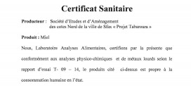 Certificat Sanitaire